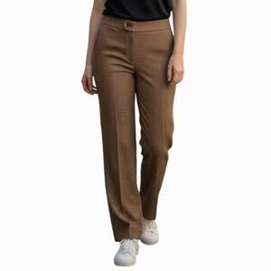 Austin Clothing Co Women's 10 Brown Black Houndstooth Stretch Cotton Trousers